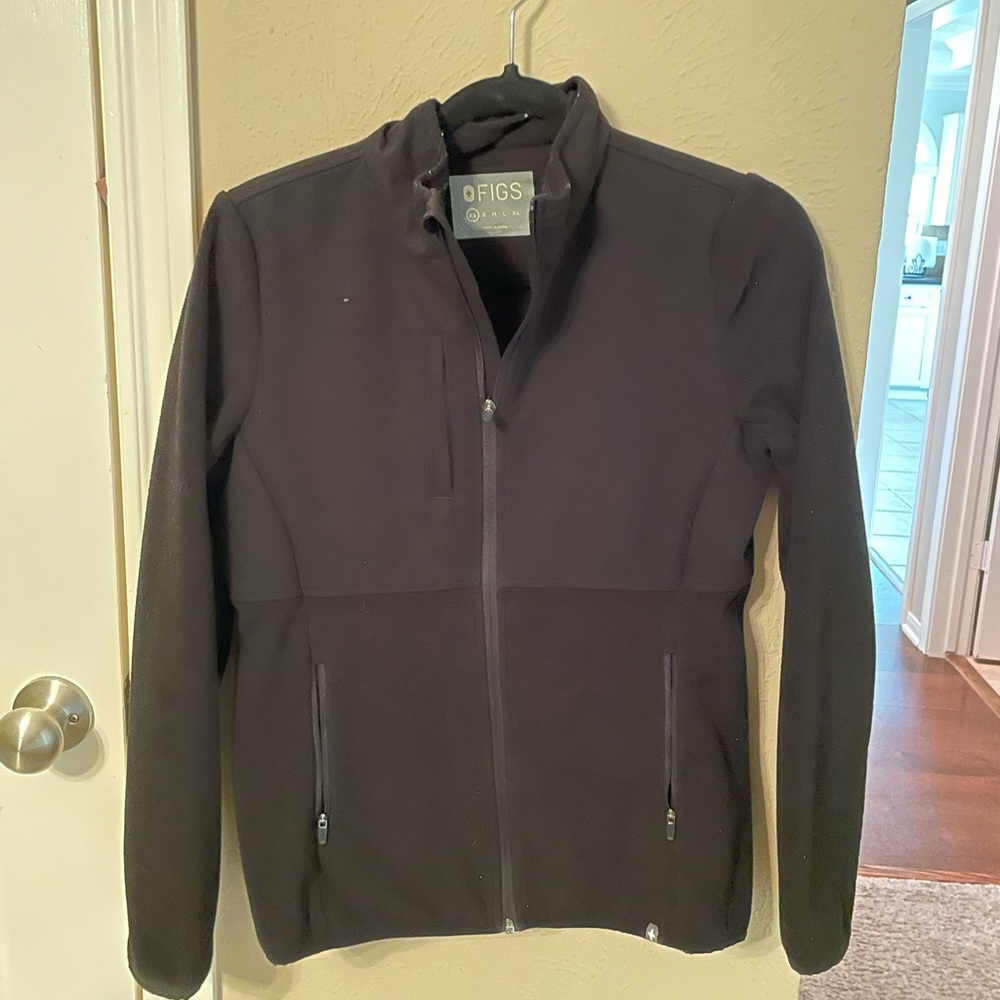 FIGS Black On Shift Fleece Scrub Jacket Size XS